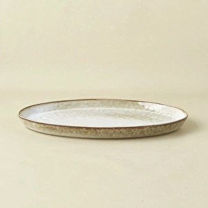 Karaca Rixton Bej Reaktif Kayık Tabak 35,5 cm