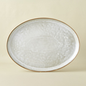 Karaca Rixton Bej Reaktif Kayık Tabak 42,6 cm