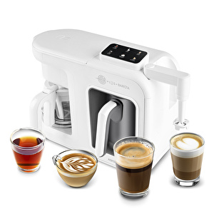 Karaca Hatır Plus Barista 6 in 1 Latte Cappuccino ve Közde Türk Kahve Makinesi Matte White görseli 3