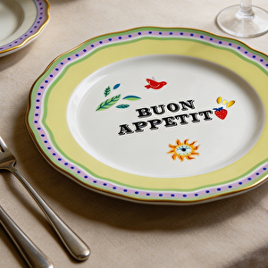 Baci Milano Mamma Mia Buon Appetit Yazılı Servis Tabağı 28 cm