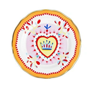 Baci Milano Mamma Mia Kalp Desenli Pasta Tabağı 16 cm görseli 4