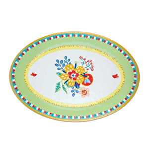 Baci Milano Mamma Mia Çiçek Desenli Oval Servis Tabağı 50 cm x 35 cm