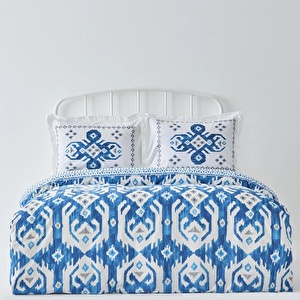 Karaca Home Neos %100 Pamuk King Size Nevresim Takımı Mavi görseli 5