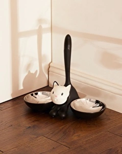 Alessi Tigrito Gri Kedi Mama Kabı 32x16x28 Cm Sh görseli 2