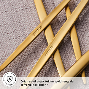 Karaca Orion 30 Parça 6 Kişilik Çatal Kaşık Bıçak Takımı Matte Gold görseli 5