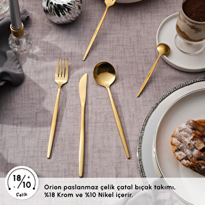 Karaca Orion 30 Parça 6 Kişilik Çatal Kaşık Bıçak Takımı Matte Gold görseli 6