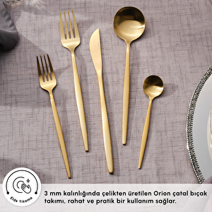 Karaca Orion 30 Parça 6 Kişilik Çatal Kaşık Bıçak Takımı Matte Gold görseli 4