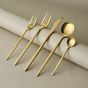 Karaca Orion 30 Parça 6 Kişilik Çatal Kaşık Bıçak Takımı Matte Gold görseli 1