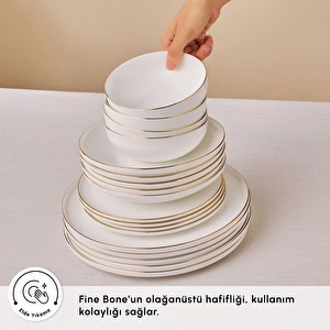 Karaca Fine Bone Meridian 55 Parça 12 Kişilik Yemek Takımı Gold görseli 6