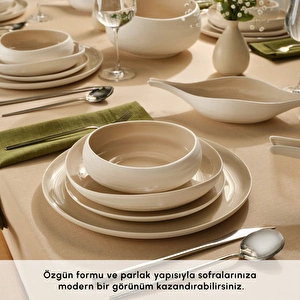 Karaca Earth Collection Clay 55 Parça 12 Kişilik Yemek Takımı Bej görseli 6