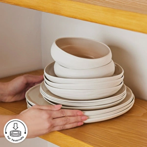 Karaca Earth Collection Clay 55 Parça 12 Kişilik Yemek Takımı Bej görseli 9