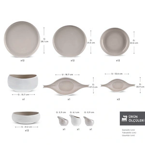 Karaca Earth Collection Clay Shiny Beige 55 Parça 12 Kişilik Yemek Takımı görseli 2