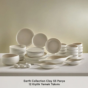 Karaca Earth Collection Clay Shiny Beige 55 Parça 12 Kişilik Yemek Takımı görseli 3