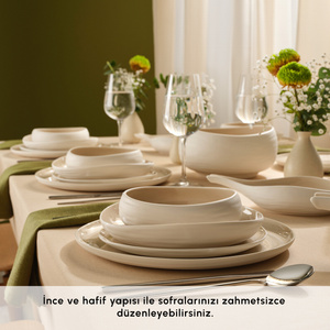 Karaca Earth Collection Clay Shiny Beige 55 Parça 12 Kişilik Yemek Takımı görseli 7