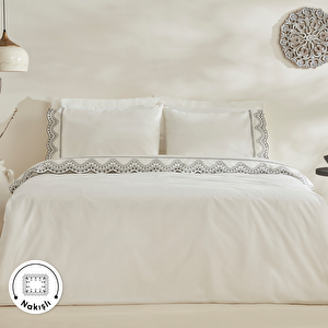 Karaca Home Orvin %100 Pamuk Çift Kişilik Nakışlı Nevresim Takımı Beyaz