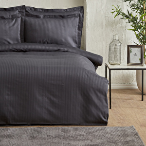 Karaca Home Uniq %100 Pamuk Saten King Size Nevresim Takımı Antrasit görseli 3