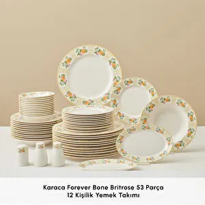 Karaca Forever Bone Britrose 53 Parça 12 Kişilik Yemek Takımı