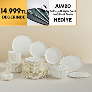 Karaca Red Carpet Collection Fine Pearl Extra Shell 55 Parça 12 Kişilik Yemek Takımı Gold
