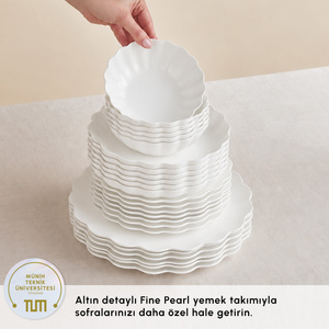 Karaca Fine Pearl Extra Shell White 55 Parça 12 Kişilik Yemek Takımı görseli 4