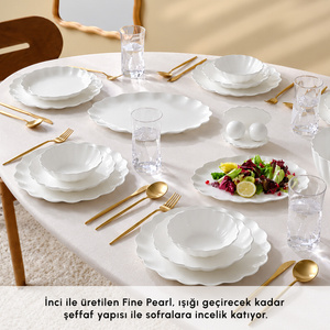 Karaca Fine Pearl Extra Shell White 55 Parça 12 Kişilik Yemek Takımı görseli 5