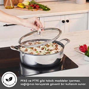 Karaca Plasma Steel 316+ 3Ply Karnıyarık Tencere 28 cm görseli 6