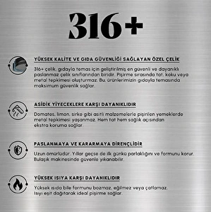 Karaca Plasma Steel 316+ 3Ply Sahan 20 cm görseli 11