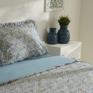 Karaca Home Minay 52 tel %100 Pamuk Çift Kişilik Nevresim Takımı Mavi görseli 6
