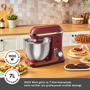 Karaca Chefcrafter Hamur Yoğurma Makinesi Red 1900W 7L görseli 3