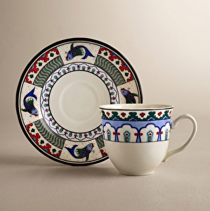 Karaca x Ömür Akkor İznik Çini Çay Fincanı ve Tabağı 200 ml görseli 1
