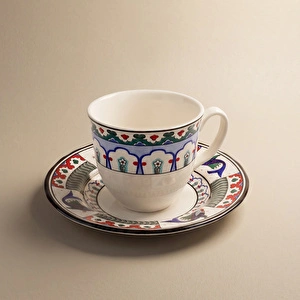Karaca x Ömür Akkor İznik Çini Çay Fincanı ve Tabağı 200 ml görseli 2