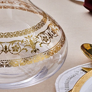 Karaca Royal Bone Victoria 25 Parça Bardak Kadeh ve Karaf Seti Gold görseli 6