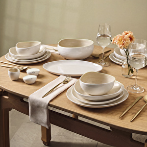 Karaca Earth Collection Rise 55 Parça 12 Kişilik Yemek Takımı Plus Krem