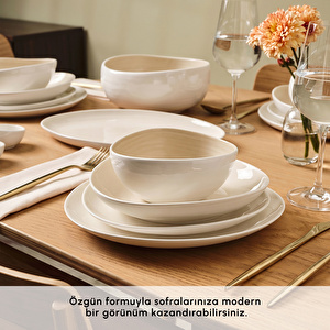 Karaca Earth Collection Rise 55 Parça 12 Kişilik Yemek Takımı Plus Krem görseli 5