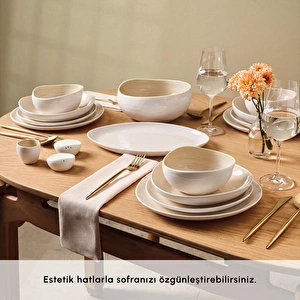 Karaca Earth Collection Rise 55 Parça 12 Kişilik Yemek Takımı Plus Krem görseli 6