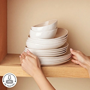 Karaca Earth Collection Rise 55 Parça 12 Kişilik Yemek Takımı Plus Krem görseli 10