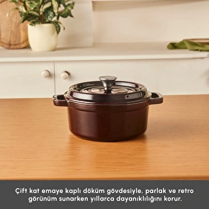 Karaca Heritage Demir Döküm Emayeli Tencere Kırmızı 24 cm görseli 4
