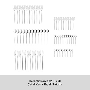 Emsan Hera 72 Parça 12 Kişilik Çatal Kaşık Bıçak Takımı Lüks Kutulu  görseli 4