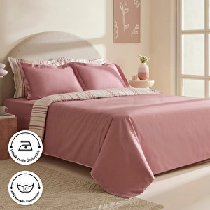 Karaca Home Cool Stripe Çift Kişilik Nevresim Takımı Gül Kurusu görseli 6