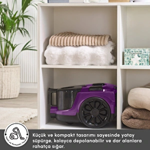 Karaca Vantuz Action Force X10 2 Lt Toz Torbasız Hazneli Elektrikli Süpürge Royal Purple 899 W görseli 11