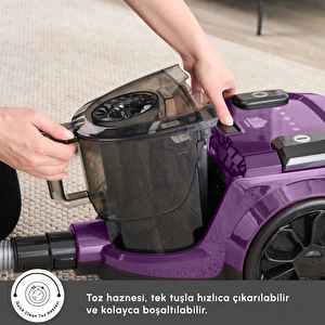 Karaca Vantuz Action Force X10 2 Lt Toz Torbasız Hazneli Elektrikli Süpürge Royal Purple 899 W görseli 12