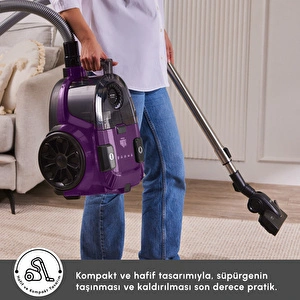 Karaca Vantuz Action Force X10 2 Lt Toz Torbasız Hazneli Elektrikli Süpürge Royal Purple 899 W görseli 13