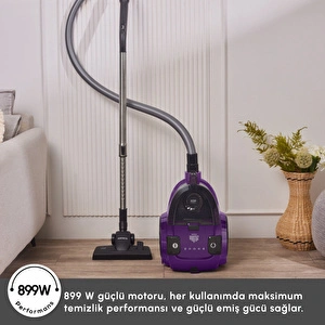 Karaca Vantuz Action Force X10 2 Lt Toz Torbasız Hazneli Elektrikli Süpürge Royal Purple 899 W görseli 4