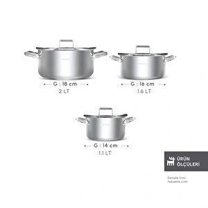 Karaca Montreal İndüksiyon Tabanlı 6 Parça Çelik Midi Set görseli 2