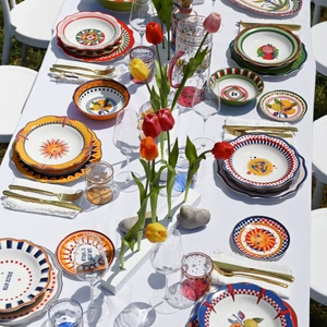 Baci Milano Dolce Vita 7 Parça Mermer Desenli Melamin Meze Tabağı Seti görseli 4