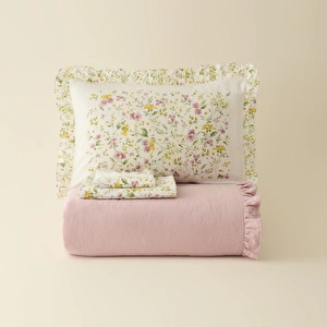 Karaca Home Dorian %100 Pamuk Fırfırlı Muslin Tek Kişilik Nevresim Takımı Pudra görseli 8