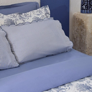 Karaca Home Florenza 7 Parça Çift Kişilik Nevresim & Yatak Örtüsü Seti Mavi görseli 5