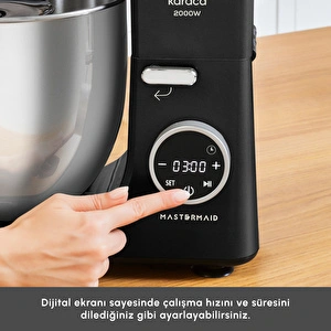 Karaca Mastermaid Chef Ultra D2000W Dijital Ekranlı Hamur Yoğurma Makinesi Black 7L görseli 6