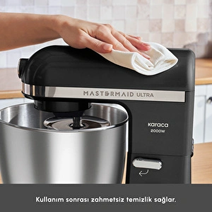 Karaca Mastermaid Chef Ultra D2000W Dijital Ekranlı Hamur Yoğurma Makinesi Black 7L görseli 7