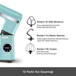 Karaca Mastermaid Chef Ultra D2000W Dijital Ekranlı Hamur Yoğurma Makinesi Tiffany 7L görseli 5