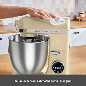 Karaca Mastermaid Chef Ultra D2000W Dijital Ekranlı Hamur Yoğurma Makinesi Mineral Gold 7L görseli 10